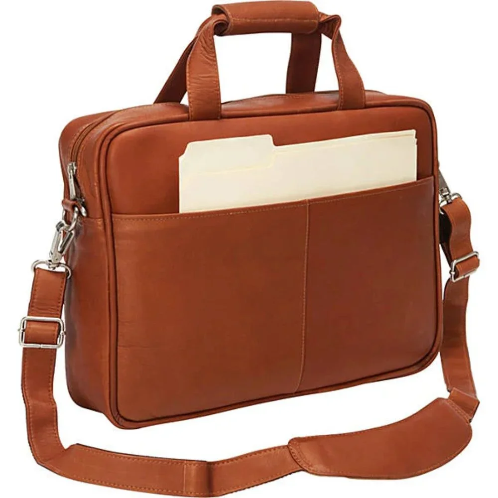 Piel Leather Slim Top-Zip Laptop Briefcase 3002